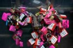 Colourful Padlocks Next To Romeo And Juliet's Balcony Verona Stock Photo