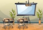 Cartoon  Illustration Interior Classroom With Separated Layers Stock Photo