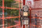 Vintage Red Telephone Box Stock Photo