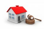 Gavel With House Stock Photo