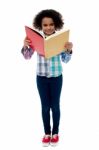 Little Girl A Reading Book Stock Photo