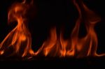 Beautiful Fire Flames On Black Background Stock Photo