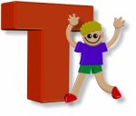 Letter T Boy Stock Photo