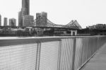 Story Bridge In Brisbane. Black And White Stock Photo