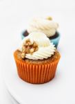 Cupcake With Walnuts Cream Stock Photo