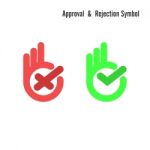 Hand And Check Mark Icon.wrong And Right Check Mark Icons Stock Photo