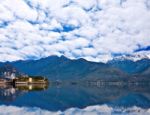 View Over Lake Maggiore And Alps Mountains Stock Photo