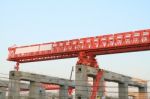 Elevated Rail Track On Large Columns At Construction Site Stock Photo