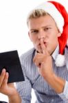 Man Asking To Keep Silent Stock Photo