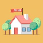 House For Sale Flat Icon Stock Photo