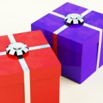 Red And Blue Gift Boxes Stock Photo