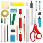 Work Draw Sketch Stationary Set Illustration Stock Photo