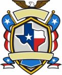 Texas State Map Flag Coat Of Arms Retro Stock Photo