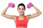 Female Fitness Trainer Working Out Stock Photo