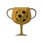 Soccer Champion Cup Sport Thin Line Flat Design Icon  Illu Stock Photo