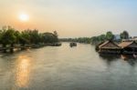 Kwai Yai River At Sunset Stock Photo