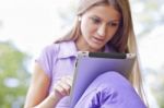 Woman With Tablet Computer Stock Photo