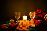 Glasses Of Champagne And New Year Decorations Stock Photo