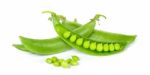 Green Peas  Isolated On The White Background Stock Photo