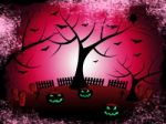 Tree Halloween Shows Trick Or Treat And Autumn Stock Photo