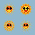 Sun Wearing Sunglasses Icon Set Stock Photo