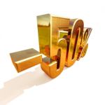 3d Gold 50 Fifty Percent Sign Stock Photo