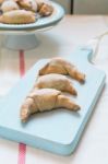 Chocolate Filled Crescent Rolls (croissants) With Ice Sugar Topp Stock Photo