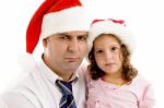 Father And Daughter Wearing Hat Stock Photo