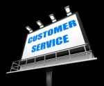 Customer Service Media Sign Means Consumer Assistance And Servin Stock Photo