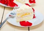 Whipped Cream Mango Cake Stock Photo