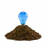 Lightbulb In Soil Stock Photo