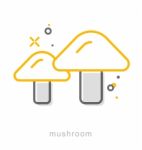 Thin Line Icons, Mushroom Stock Photo