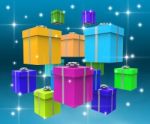 Celebration Giftboxes Indicates Fun Surprise And Surprises Stock Photo