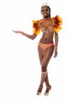 Samba Dancer Presenting, Copy Space Concept Stock Photo