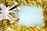 Decorations Gold Ribbon For Christmas And New Year Stock Photo