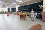 Student 9-10 Years Old, Scout Activities, Dance Performances Around The Fire., Scout Camp Bangkok Thailand Stock Photo