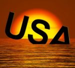 Usa Word Sinking Stock Photo