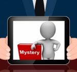 Mystery Book And Character Displays Fiction Genre Or Puzzle To S Stock Photo