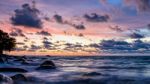 Tilt-shift Sunset At Beach In Thailand Stock Photo