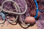 Fishing Nets On The Jetty At Latchi Stock Photo