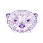 Otter Head Lightning Bolt Drawing Stock Photo