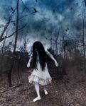 Forest Of The Darkness,3d Illustration Of  Ghost Girl In White Stock Photo