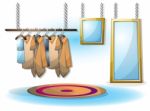 Cartoon  Illustration Interior Clothing Room With Separated Layers Stock Photo