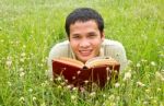 Man Reading Book Stock Photo