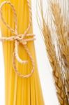 Organic Raw Italian Pasta And Durum Wheat Stock Photo