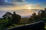 Colorful Sunrise Above The Clouds Stock Photo