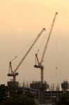 Construction Site With Crane And Building Stock Photo