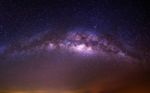 Milky Way Galaxy Over Mountain At Night, Deogyusan Mountain In South Korea Stock Photo