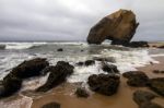 Beautiful Beach Of Santa Cruz, Located In Torres Vedras, Portugal Stock Photo