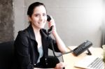 Smilling Young Businesswoman On Phone Stock Photo